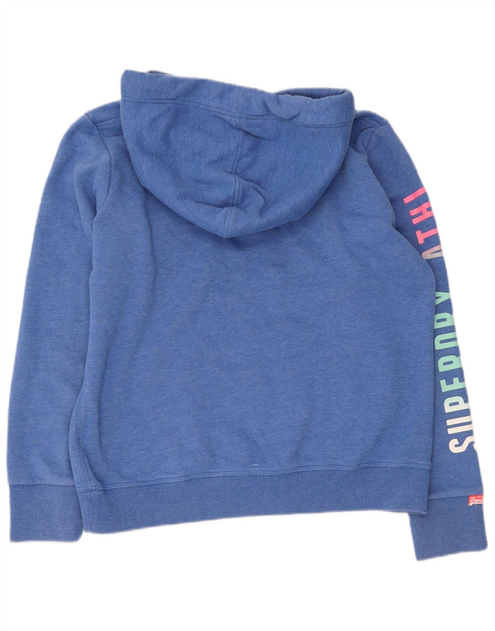 SUPERDRY Grafik-Hoodie-Pullover für Damen, UK 16, Größe L, blau meliert, Baumwolle