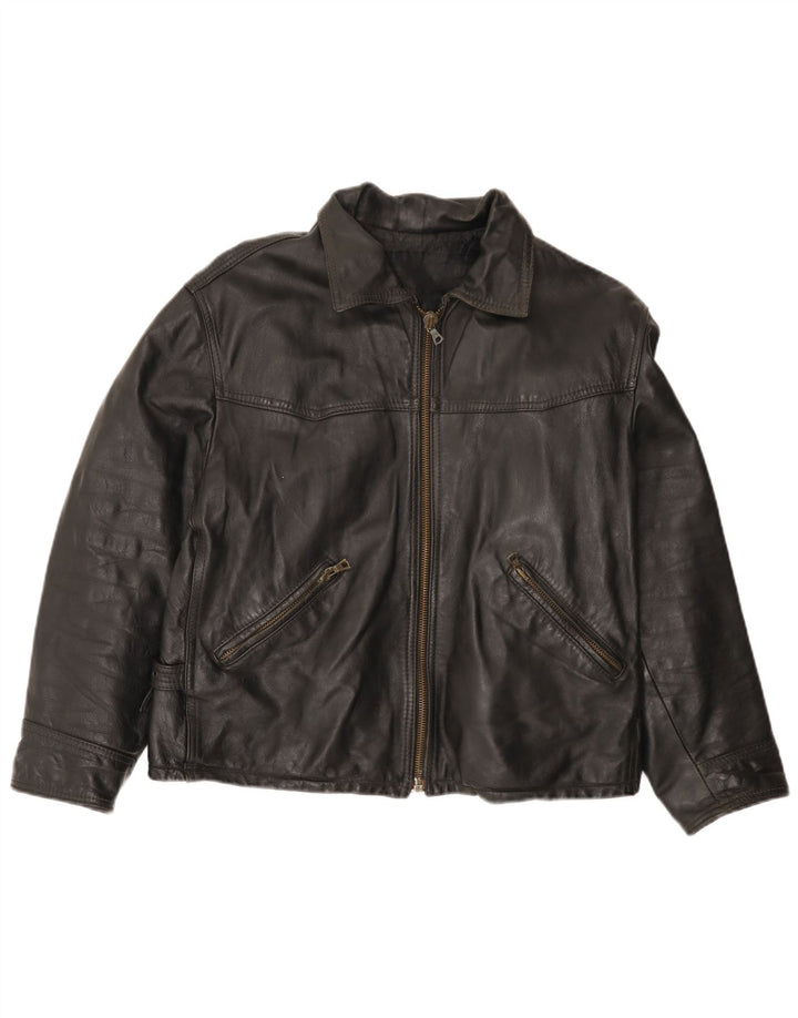 Vintage Herren Lederjacke UK 42 XL Schwarzes Leder