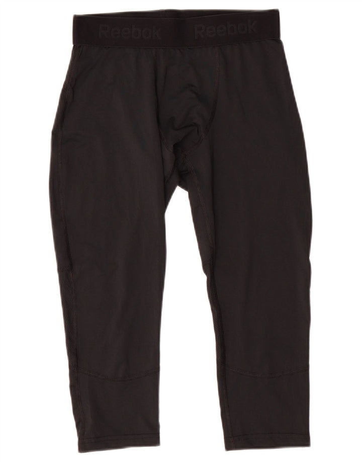 REEBOK Herren Capri-Leggings mit Grafik, Mittelschwarzes Polyester