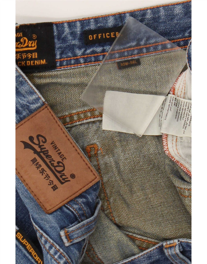Superdry Herren Officer Slim Jeans W32 L34 Blaue Baumwolle