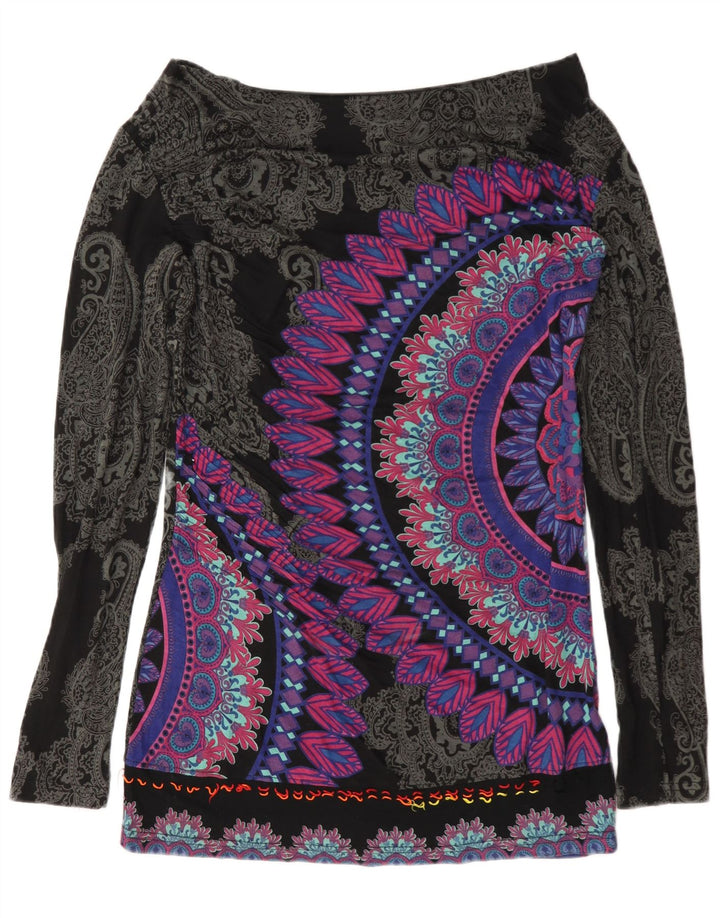 Desigual Damen Lash Graphic Top Langarm UK 12 Medium Mehrfarbig