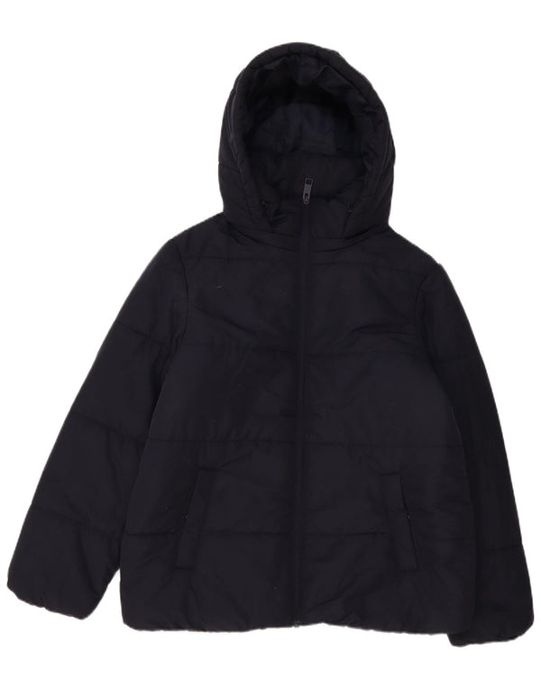 Marks & Spencer Wattierte Damenjacke mit Kapuze, UK 14, Größe L, Marineblau, Polyester