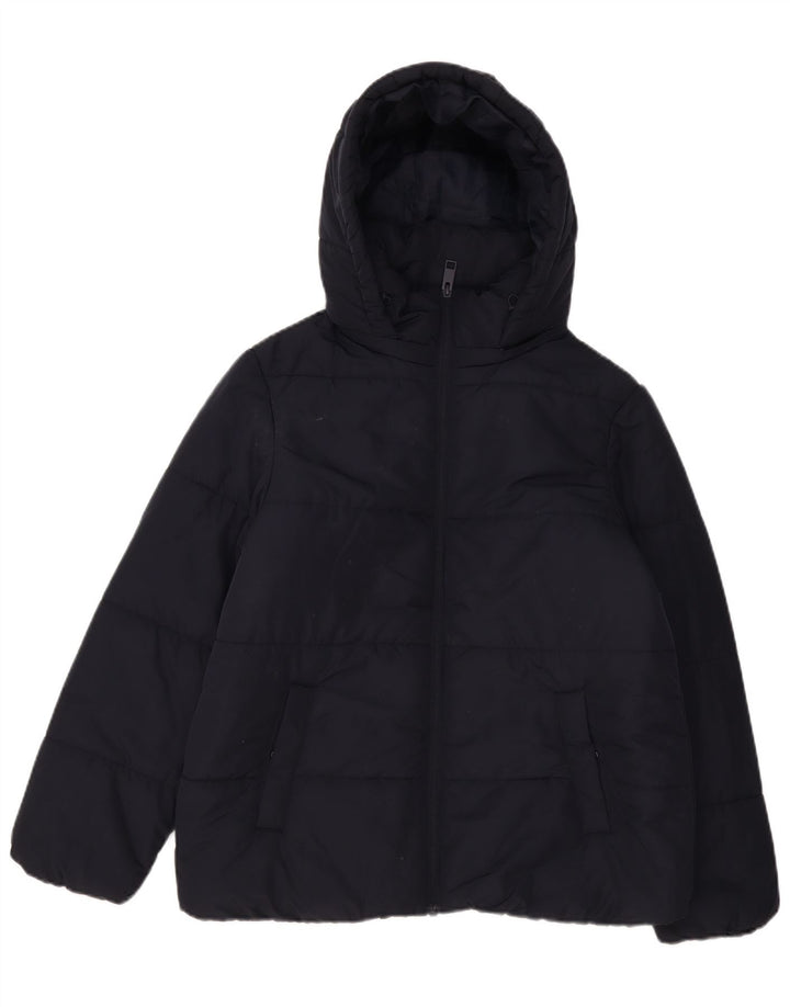 Marks & Spencer Wattierte Damenjacke mit Kapuze, UK 14, Größe L, Marineblau, Polyester