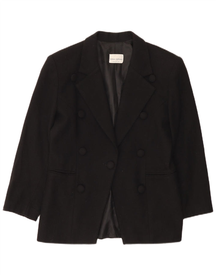 Vintage Damen 1 Knopf Blazer Jacke UK 14 Mittelschwarze Wolle