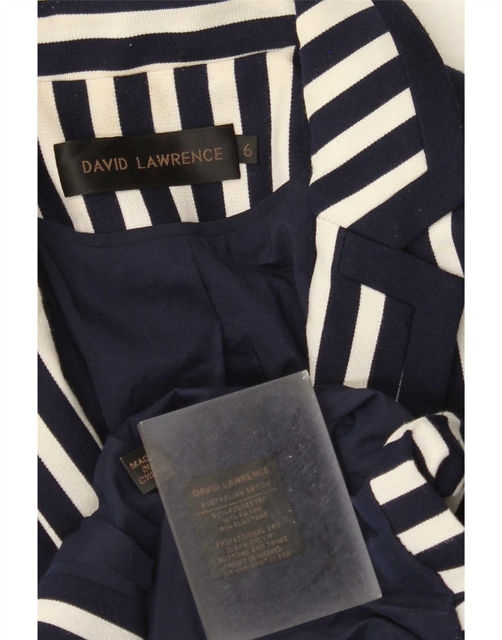 David Lawrence Damen Crop Blazer Jacke US 6 Mittel Marineblau gestreift
