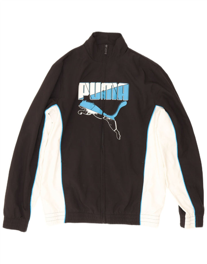 Puma Jungen-Trainingsanzug mit grafischem Oberteil, 13–14 Jahre, schwarzes Farbblockdesign