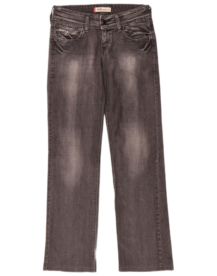 Levi's Damen 570 Straight Jeans W27 L31 Graue Baumwolle
