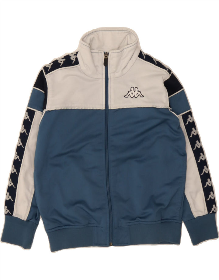 KAPPA Boys Graphic Tracksuit Top Jacket 6-7 Years Small Blue Colourblock Vintage Kappa and Second-Hand Kappa from Messina Hembry 