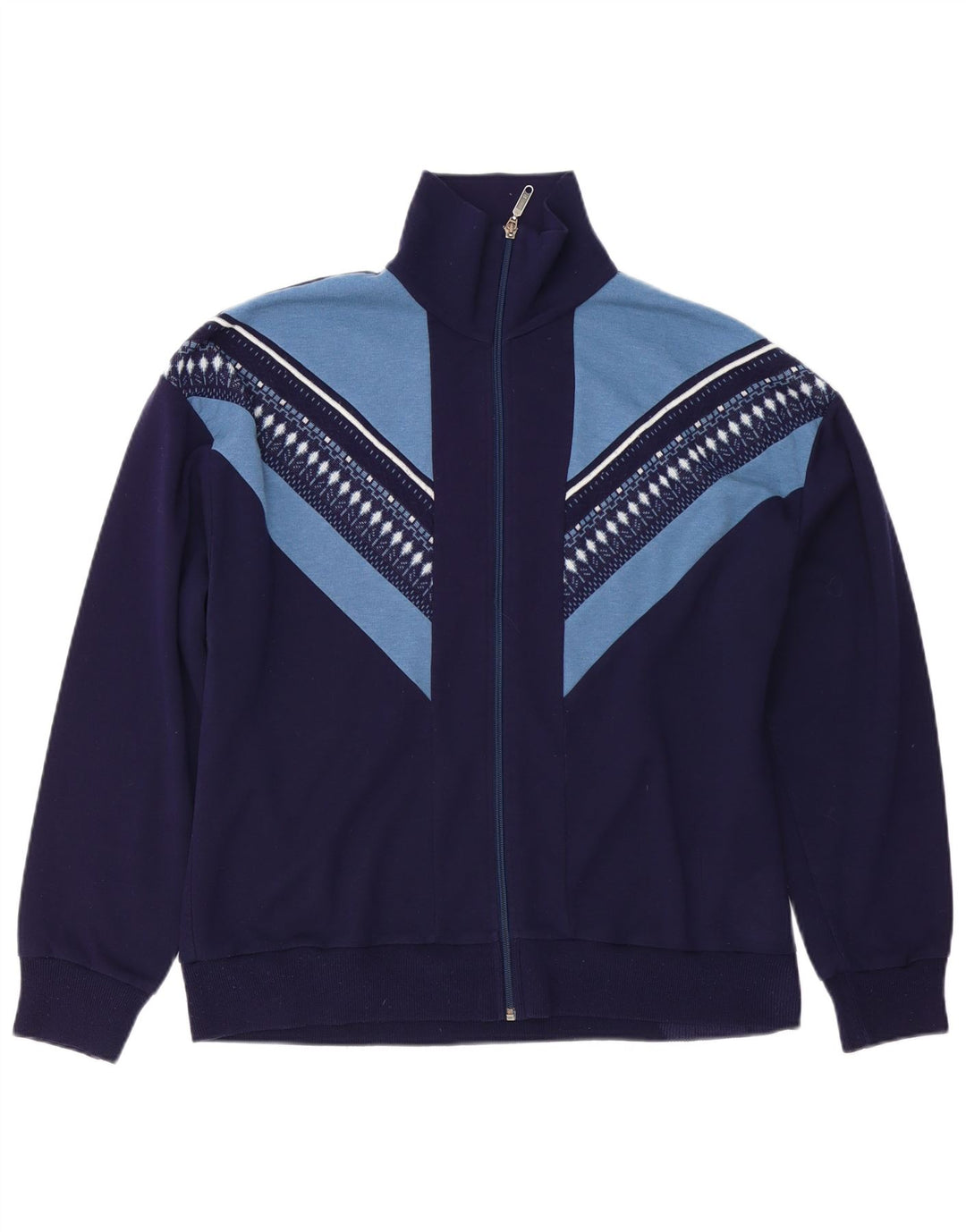 Vintage Herren-Trainingsanzug-Top-Jacke, groß, marineblau, Farbblock