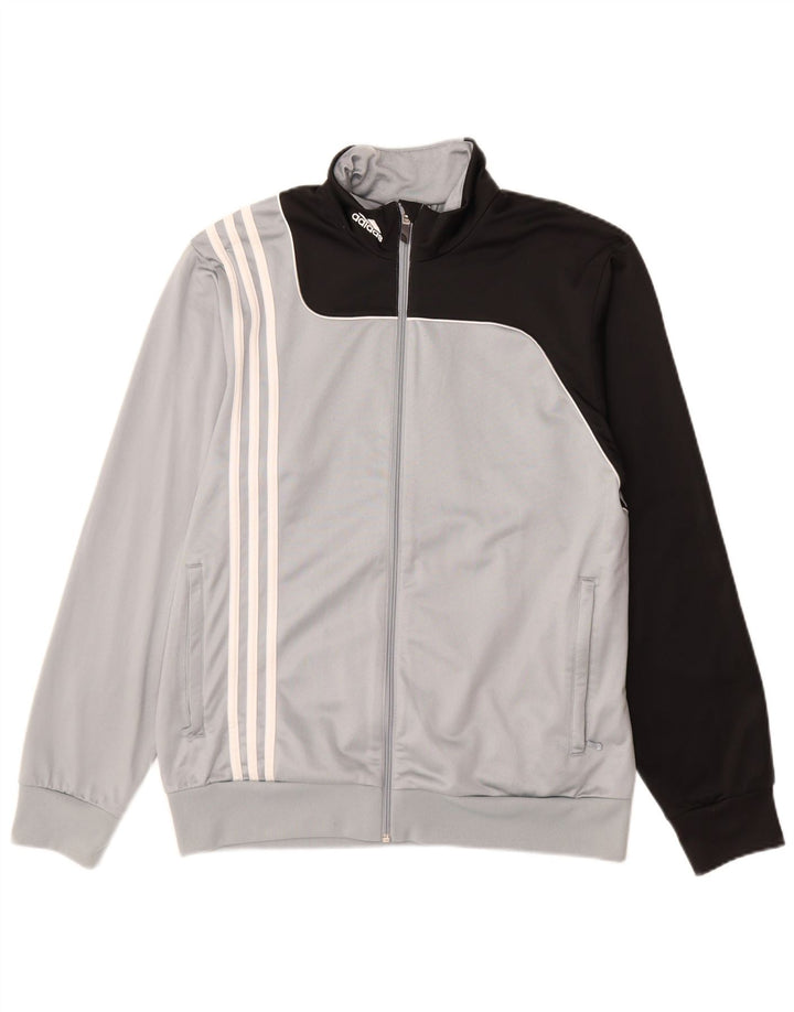 Adidas Herren-Trainingsanzug-Oberteiljacke UK 40/42 Mittelgraues Colourblock-Polyester