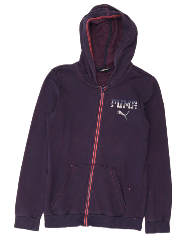 Puma Mädchen Graphic Zip Hoodie Pullover 13–14 Jahre Lila Baumwolle