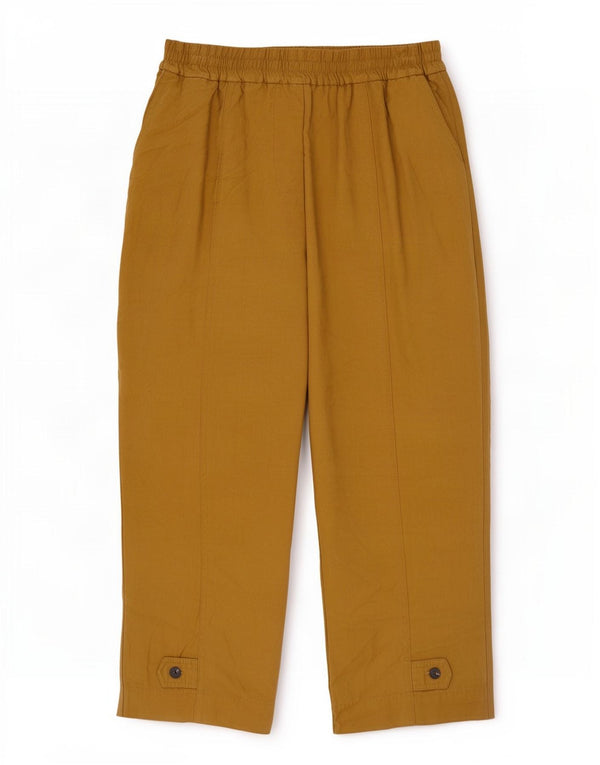 Zara Damen-Caprihose mit lockerer Passform, Größe M, W28, L23, Khaki, Viskose
