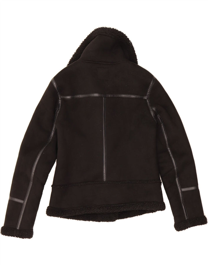 ZARA Womens Sherpa Jacket UK 10 Small Black Vintage Zara and Second-Hand Zara from Messina Hembry 