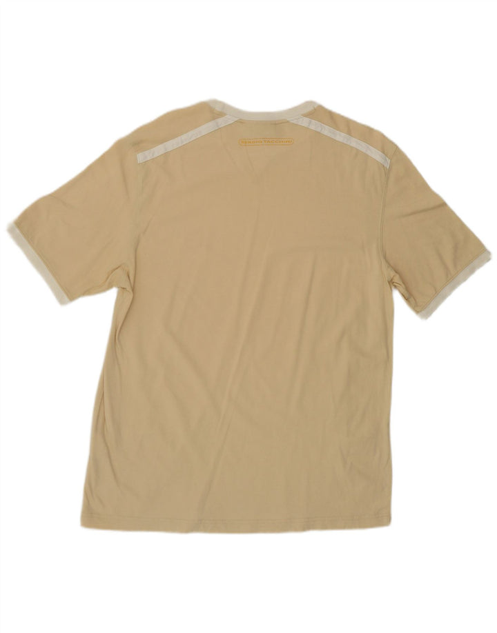 Sergio Tacchini Herren T-Shirt Top Large Beige Baumwolle