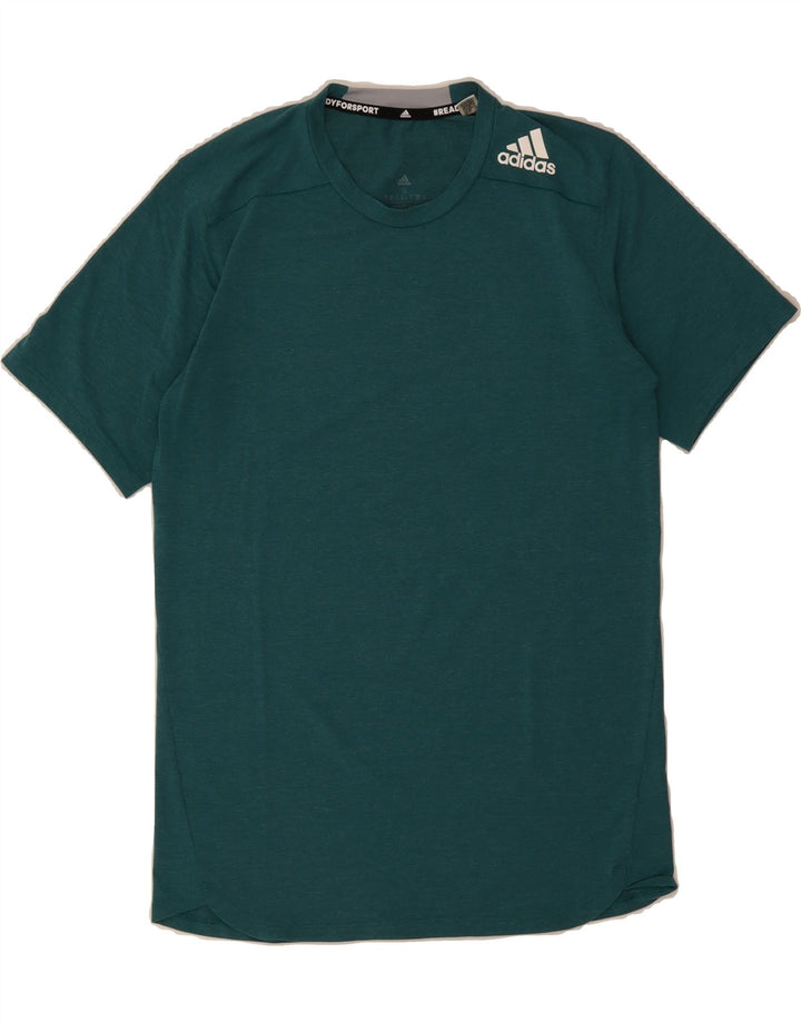 ADIDAS Mens T-Shirt Top Small Green Flecked Polyester Vintage Adidas and Second-Hand Adidas from Messina Hembry 