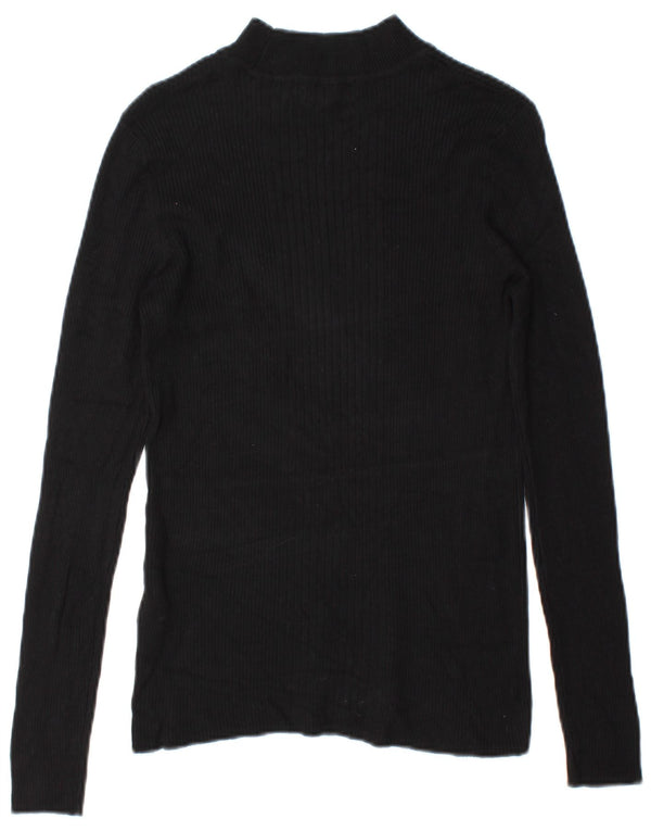 Marks & Spencer Damen Top Langarm UK 14 Medium Schwarz Viskose