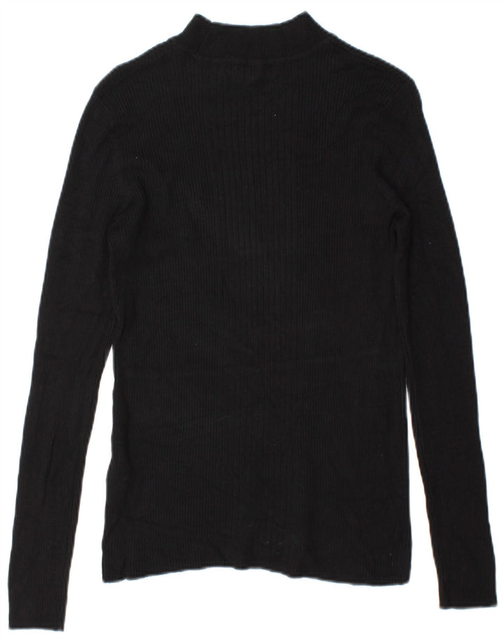 Marks & Spencer Damen Top Langarm UK 14 Medium Schwarz Viskose