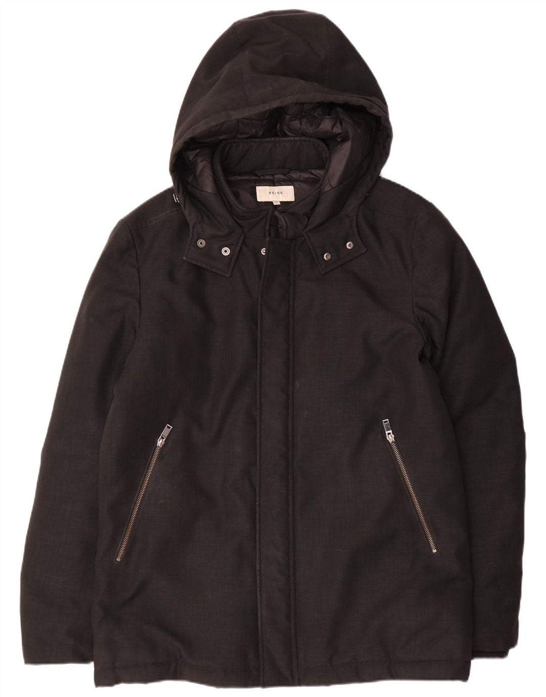 Reiss Herren-Jacke mit Kapuze, gepolstert, UK 42, XL, Schwarz, Polyester