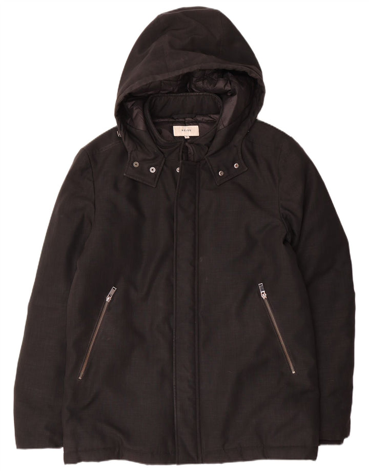 Reiss Herren-Jacke mit Kapuze, gepolstert, UK 42, XL, Schwarz, Polyester