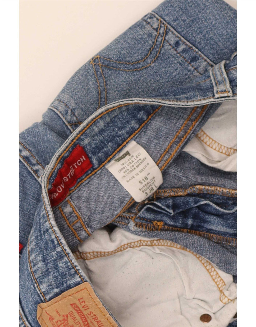 Levi's Damen 518 Super Low Bootcut Jeans Größe 3 Small W28 L32 Blaue Baumwolle