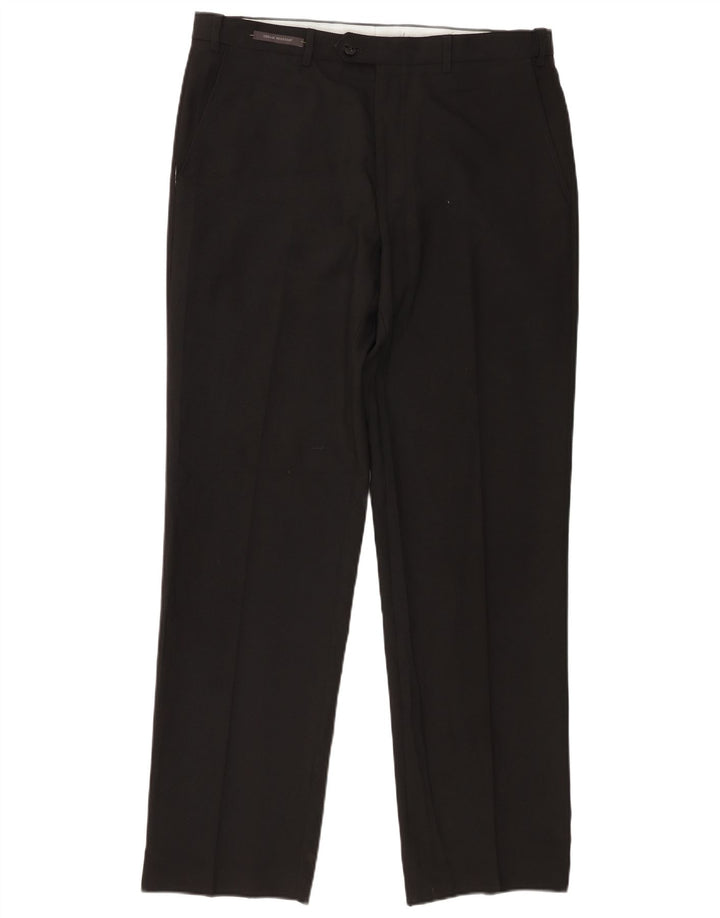 Marks & Spencer Herren-Anzughose in normaler Passform, W36 L31, schwarzes Polyester