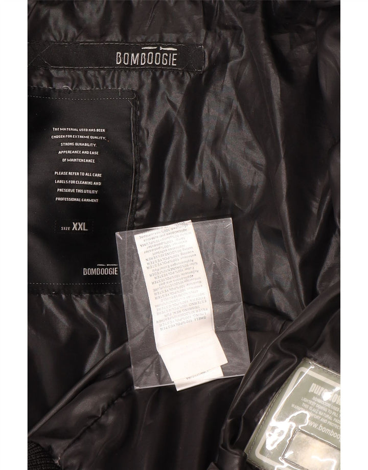 BOMBOOGIE Wattierte Herrenjacke mit Kapuze, UK 44, 2XL, Schwarz, Polyester