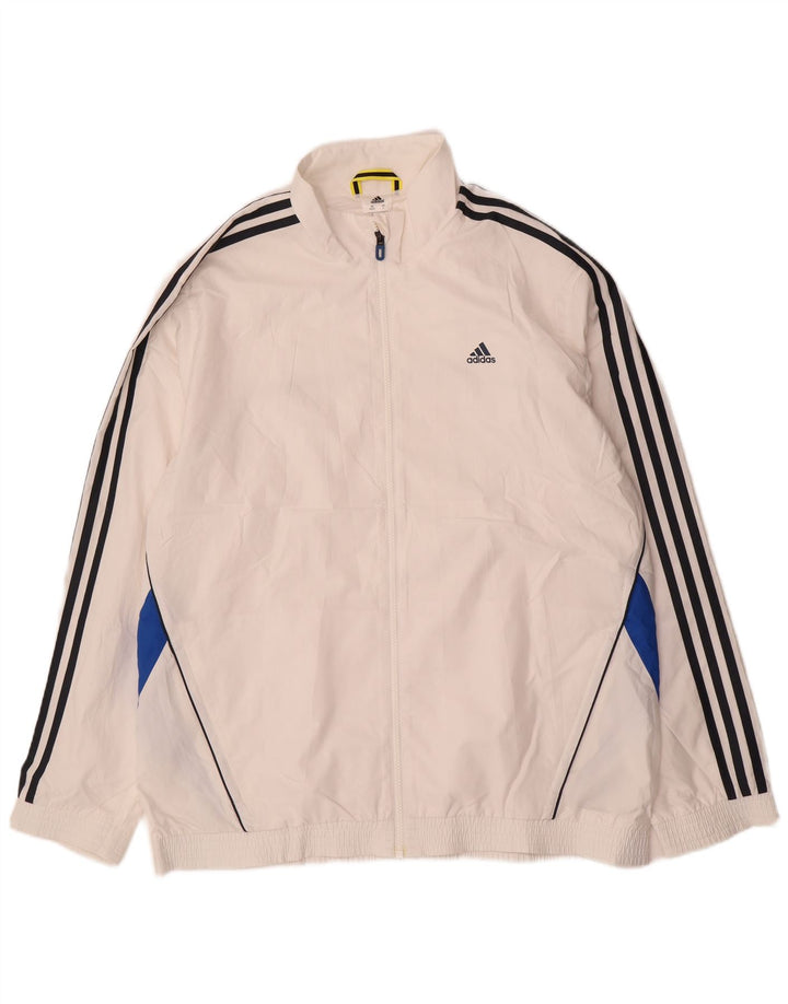 Adidas Herren-Trainingsanzugoberteil, UK-Größe 44/46, großes weißes Colourblock-Polyester