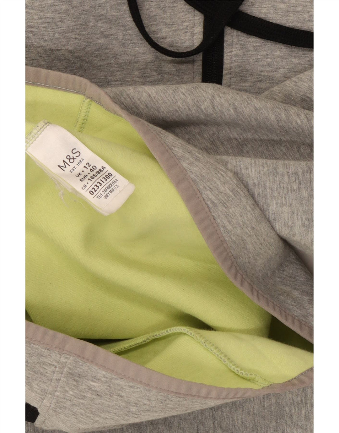 Marks & Spencer Damen-Kapuzenpullover mit Reißverschluss, UK 12, mittelgraue Baumwolle