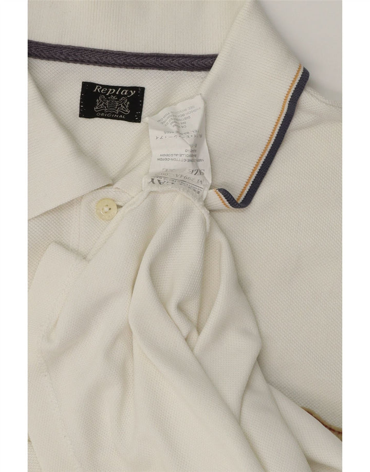 Replay Herren-Poloshirt XL, weiße Baumwolle, klassisch