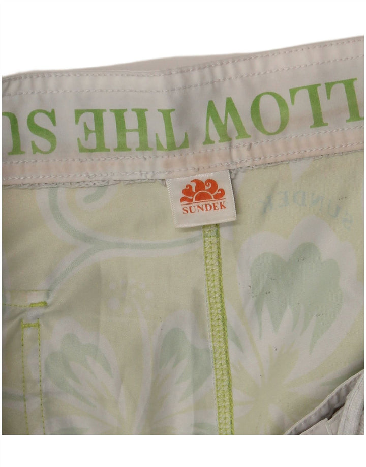 Sundek Herren-Badeshorts, groß, grün, geblümt