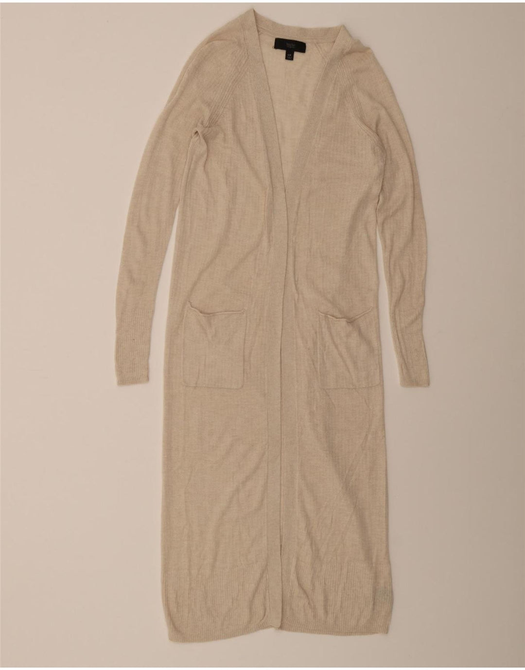 MOSSIMO Womens Longline Open Cardigan Sweater UK 10 Small Beige Acrylic Vintage Mossimo and Second-Hand Mossimo from Messina Hembry 