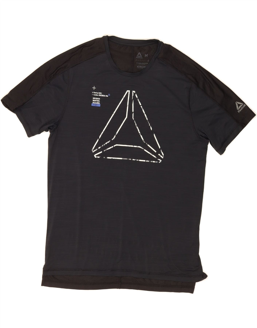 REEBOK Mens Graphic T-Shirt Top Medium Black Polyester Vintage Reebok and Second-Hand Reebok from Messina Hembry 