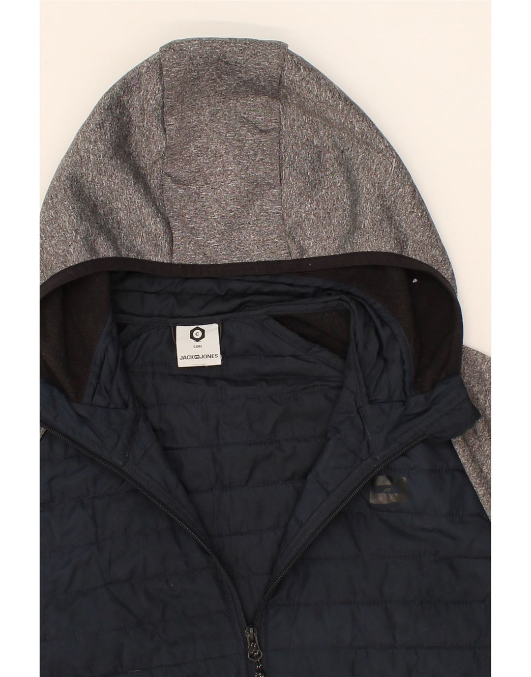 JACK & JONES Mens Padded Tracksuit Top Jacket Medium Navy Blue Colourblock Vintage Jack & Jones and Second-Hand Jack & Jones from Messina Hembry 