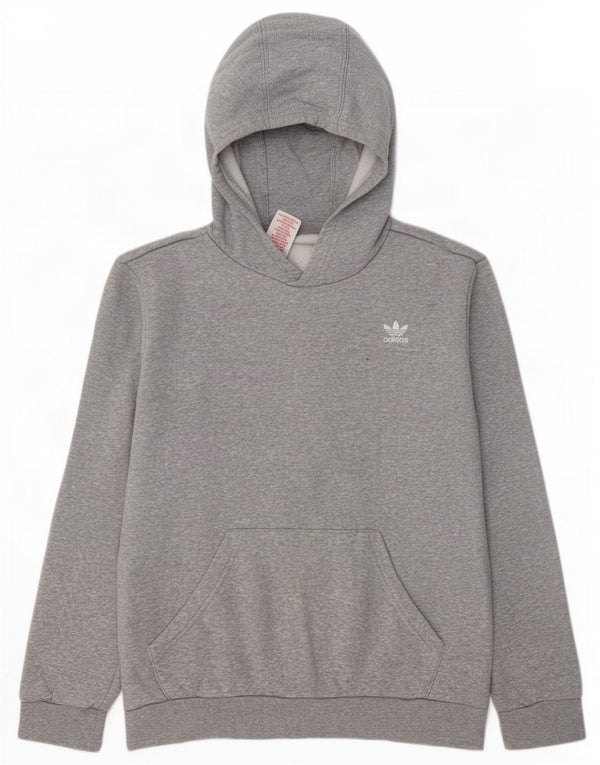 Adidas Kapuzenpullover für Jungen, 14–15 Jahre, grau gefleckte Baumwolle