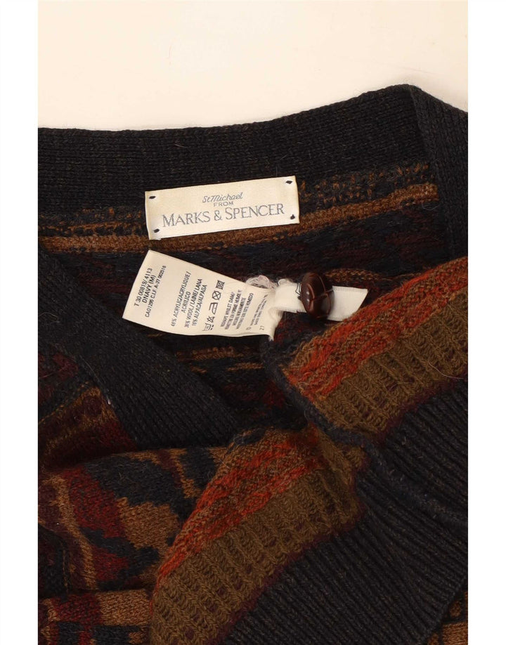 Marks & Spencer Herren St. Michael Cardigan Pullover mittelbraun geometrisch
