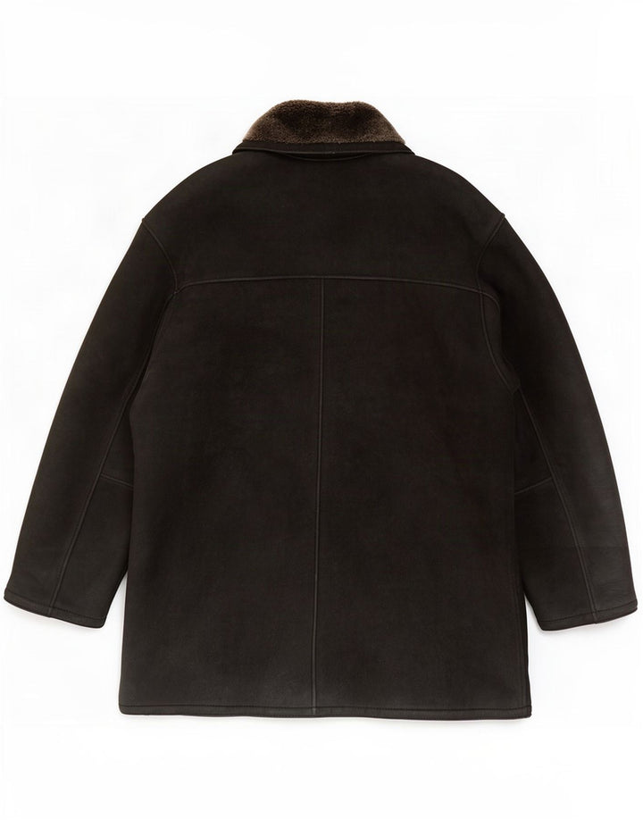 M. Flues Herren Shearling Jacke IT 56 3XL Schwarzes Leder