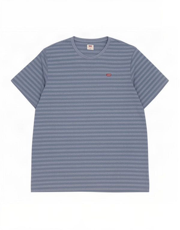Levi's Herren T-Shirt Top 2XL blaue Nadelstreifen-Baumwolle