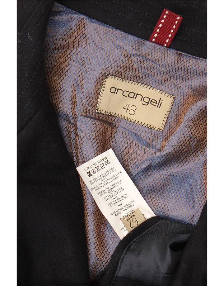 VINTAGE Herren Pea Coat IT 52 XL Marineblaue Wolle