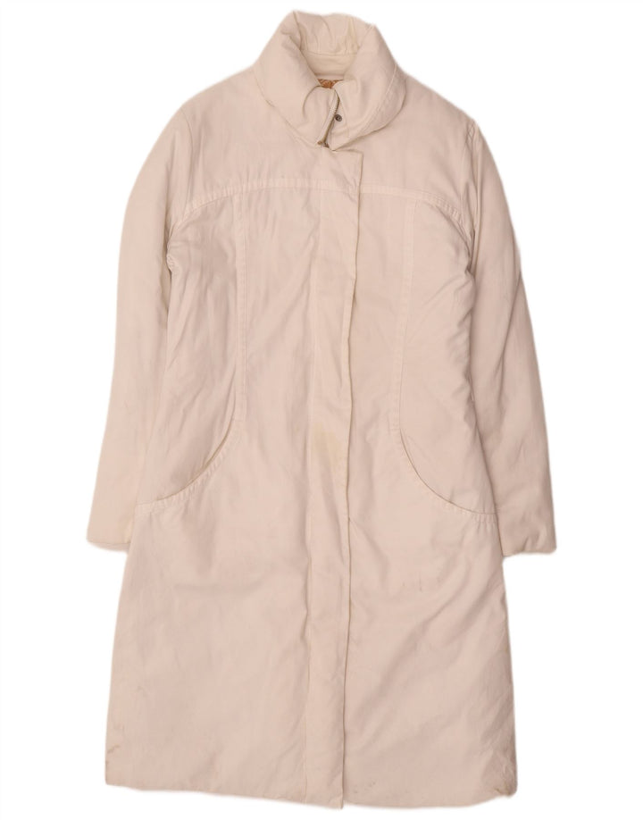 Trussardi Jeans Damen Wattierter Mantel IT 44 Mittelweiße Baumwolle