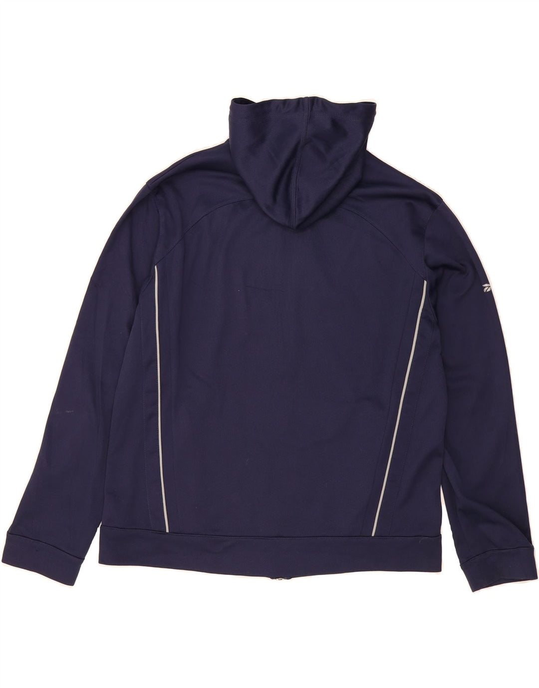 REEBOK Womens Hooded Tracksuit Top Jacket UK 16 Large Navy Blue Polyester Vintage Reebok and Second-Hand Reebok from Messina Hembry 