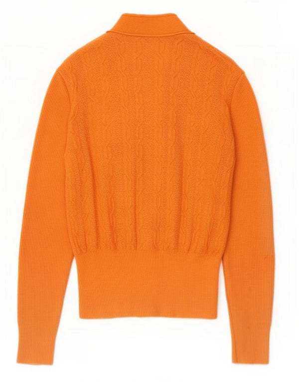 Vintage Damen Strickjacke Pullover UK 10 Small Orange