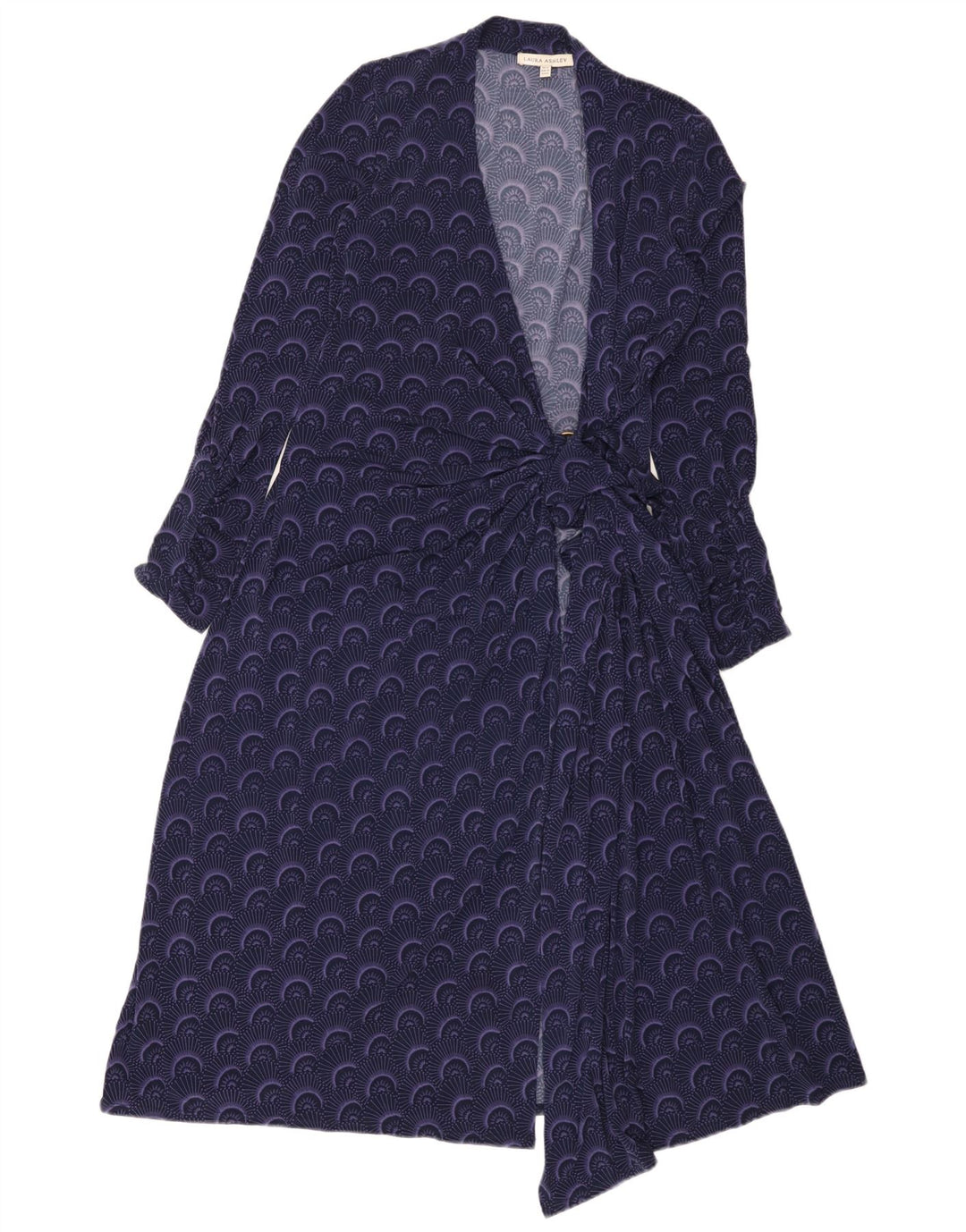 Laura Ashley Damen Wickelkleid mit abstraktem Muster, UK 12, Mittelviolett