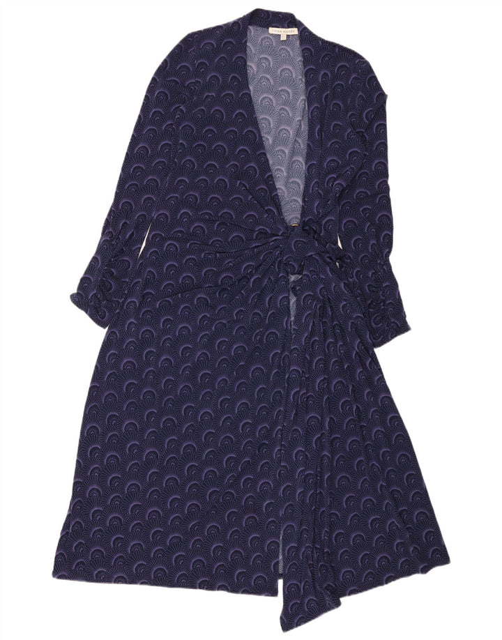 Laura Ashley Damen Wickelkleid mit abstraktem Muster, UK 12, Mittelviolett