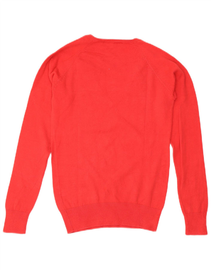 ZARA Damen-Pullover mit V-Ausschnitt, Gr. 10, Größe S, rot, Baumwolle