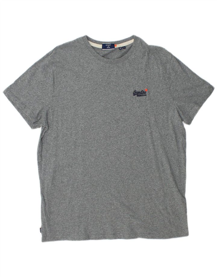 Superdry Herren-T-Shirt-Oberteil 2XL aus grau melierter Baumwolle