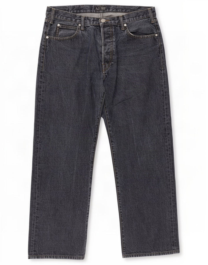 Armani Herren Straight Jeans W36 L31 Marineblaue Baumwolle