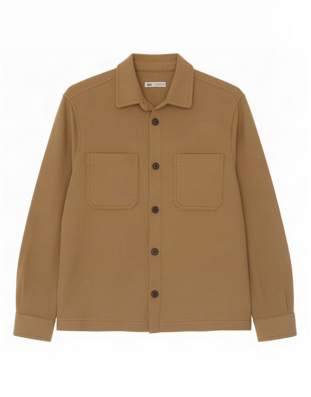 Zara Herren-Overshirt-Hemd, groß, beige, Polyester
