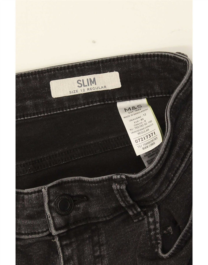 Marks & Spencer Damen Slim Jeans UK 12 Medium W30 L27 Grau Baumwolle