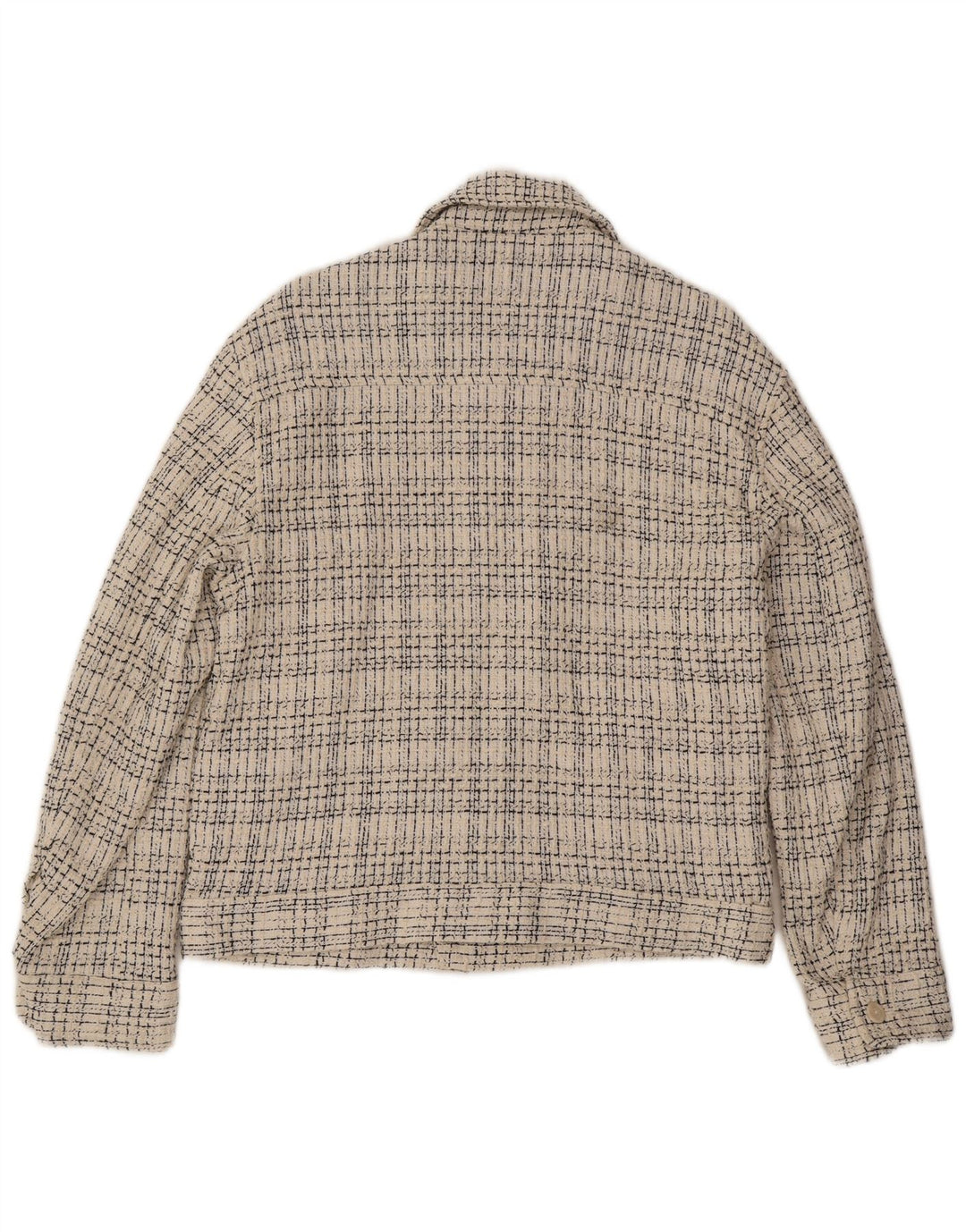 Zara Herren Bomberjacke UK 38 Medium Off White Check Cotton