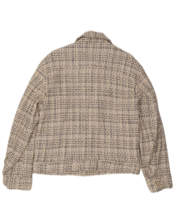 Zara Herren Bomberjacke UK 38 Medium Off White Check Cotton